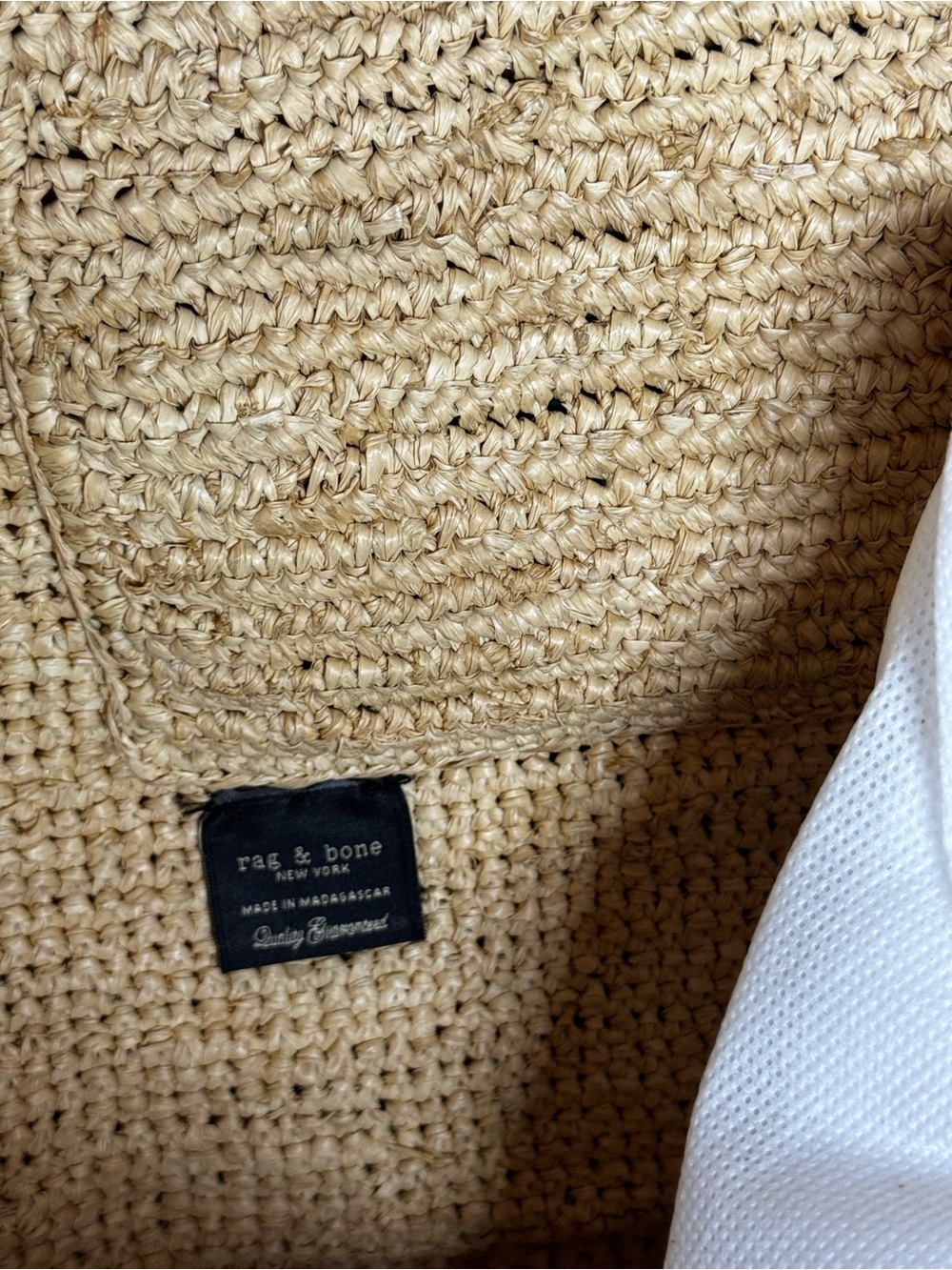 Rag & Bone Daily Leather Trim Straw Raffia Tote Natural NWT $258 - Picture 8 of 9